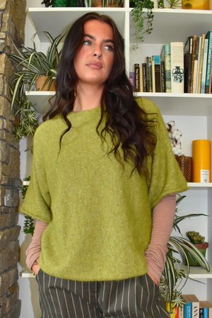 Clemmie Box Knit Olive Marl